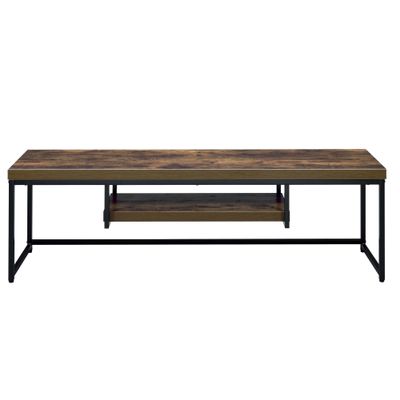 Oak and Black 1-Shelf TV Stand with Storage Cabinets,TV Cabinet Entertainment Center with Storage CabinetModern Media Console Table,for Living Room Decor, Office,Use in The Living Room