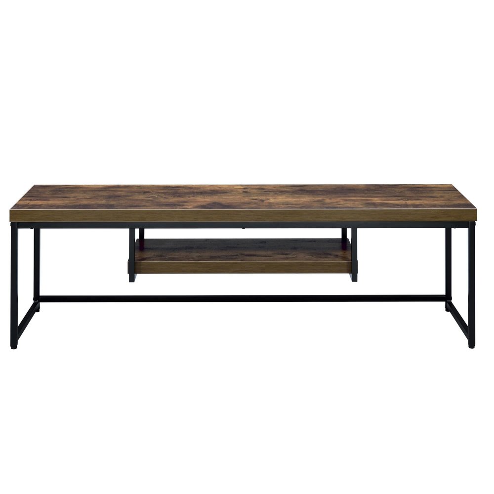 Oak and Black 1-Shelf TV Stand with Storage Cabinets,TV Cabinet Entertainment Center with Storage CabinetModern Media Console Table,for Living Room Decor, Office,Use in The Living Room