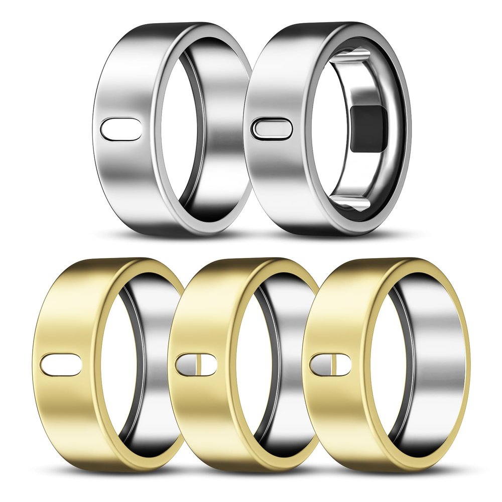 ZOOROO 5 Pack Cover Compatible with Oura Ring Gen 4/Oura Ring Gen 3/3 Horizon, Support Charging with Cover on, Anti-Scratch TPU Protector for Women Men (Gold*3+Silver*2, Size 9)