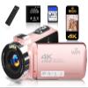 4K Video Camera Camcorder,UHD 56MP Camera Recorder,WiFi Vlogging Cameras for YouTube with IR Night Vision,18X Digital Zoom 3.0''Touch Screen Cam Corder with 64GB Card,Remote Control,Webcam,Pink view 1