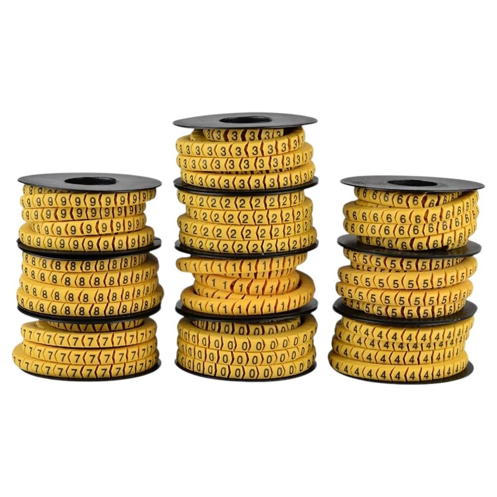 10 Roll Cable Markers Number Tube EC 1 2.5 4 6 Square 0 to 9 Mark Wire Label Pipe Network Line Sleeve Concave AntisKld PVC