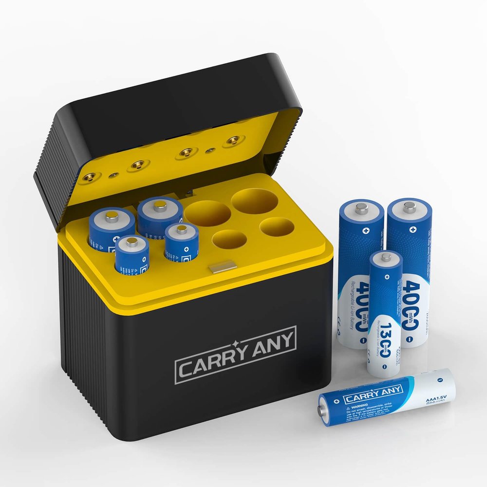 CARRY ANY Rechargeable Lithium Batteries Kit, 4 AA & 4 AAA with Charger