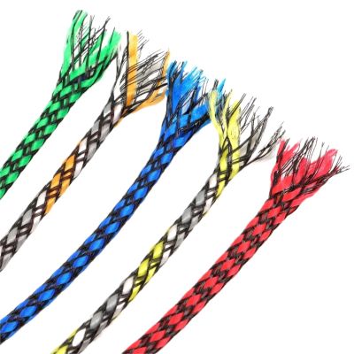 1Pc 1~10m Cable Sleeve Wrie Insulated Protection Wrap 4/8/12mm Flexible Braid PP Cotton + PET Yarn Harness Sheath Sleeve(Red White Grey,08mm,5 Meters)