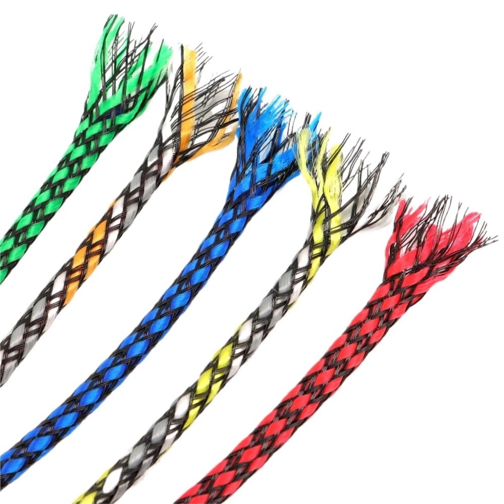 1Pc 1~10m Cable Sleeve Wrie Insulated Protection Wrap 4/8/12mm Flexible Braid PP Cotton + PET Yarn Harness Sheath Sleeve(Red Blue Green,12mm,3 Meters)