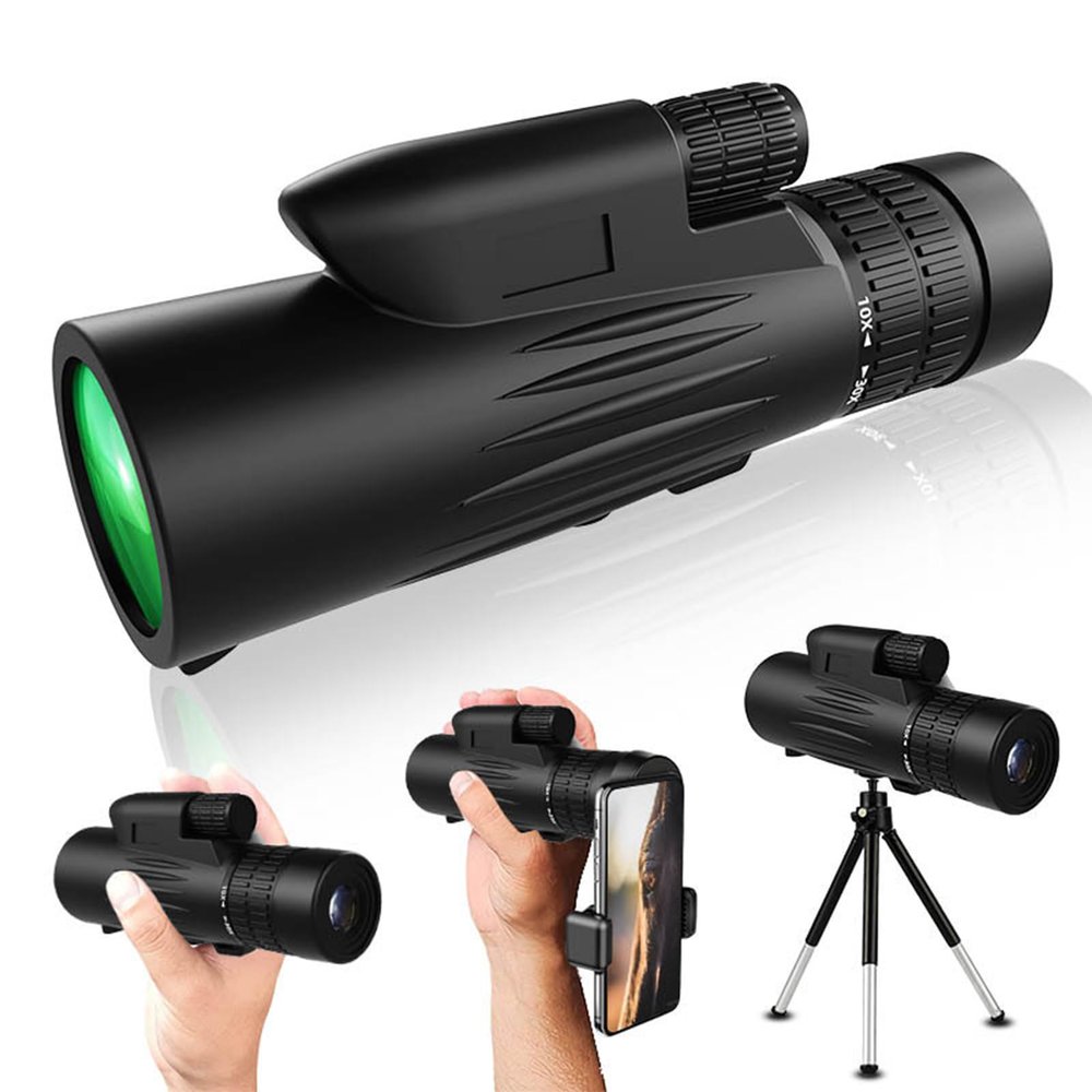 10-30x42 Zoom Monocular Telescope with Phone Holder & Tripod - HD Vision for Bird Watching & Hiking