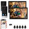 Wired Video Door Phone Apartment Intercom System,10 Inch Touch Monitor with 1080P doorbell,Support Fingerprints, RFID Cards,Passwords,Unlock Motion Detection for Home (2 Doorbell + 2 Monitor) view 1