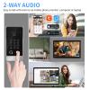 Wired Video Door Phone Apartment Intercom System,10 Inch Touch Monitor with 1080P doorbell,Support Fingerprints, RFID Cards,Passwords,Unlock Motion Detection for Home (2 Doorbell + 2 Monitor) view 3