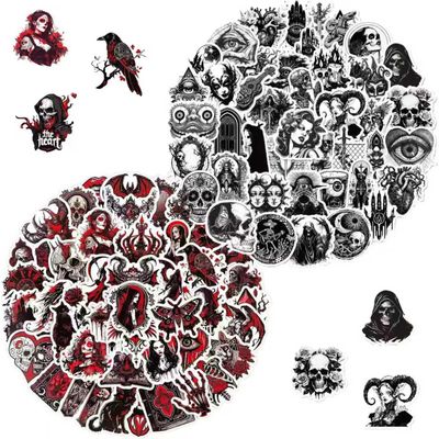 100 Pcs Dark Gothic Stickers Pack, Goth Skull Stickers for Water Bottle Laptop Luggage Skateboard Planner Scrapbooking,Horror Decals for Teens Adults (Goth-01)