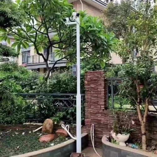 Outdoor Security Camera Pole Stand Kit, 14.8ft Adjustable Height for Yard, Weather-Resistant Surveillance Pole for 8-20ft Cameras, Durable Security Solution