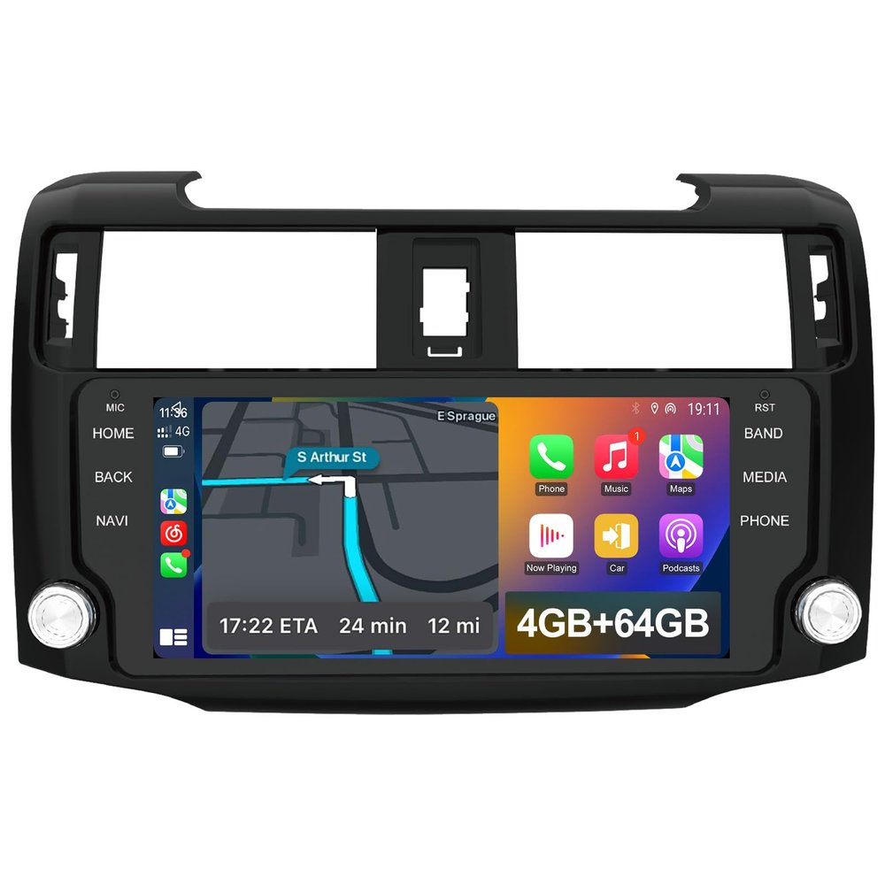 10.33" Car Radio Upgrade for Toyota 4 Runner 2010-2019,Wireless CarPlay Android Auto,Android 13 Head Unit with WiFi SWC GPS 1080P Backup Camera 4+64GB-Black