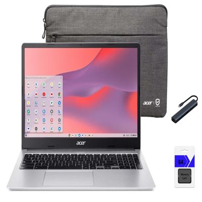 Acer Chromebook 315 Laptop, 15.6" FHD IPS Display, Intel Celeron N4500 Processor, 4GB RAM, 64GB eMMC + 64GB Memory Card, Pure Silver, Chrome OS, Wi-Fi 6, Protective Sleeve Included with HEXAccessories