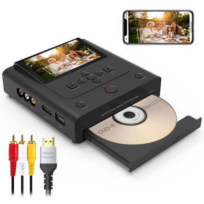 VHS to DVD Recorder, DVD Recorder with HDMI & AV Input, Convert VHS, VCR, Hi8 and Camcorder to DVD, USB, SD or HDD, No PC Needed, 4.3" LCD Preview, Phone Video/Photo to DVD/USB/SD/HDD App Copy