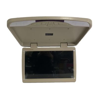 17.3" Wide IPS Screen Video Car Overhead Player Car Roof Mount Monitor Stereo Flip Down Overhead Car Monitor Remote Control NO DVDBeige
