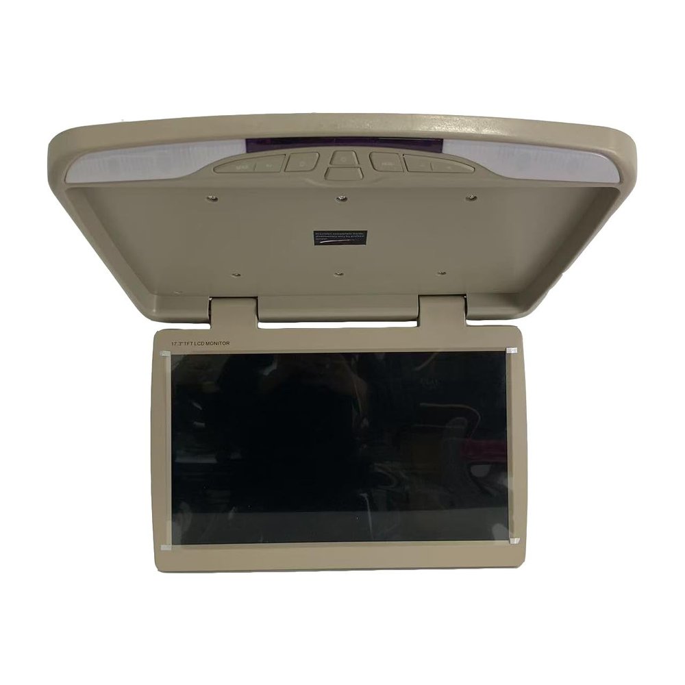 17.3" Wide IPS Screen Video Car Overhead Player Car Roof Mount Monitor Stereo Flip Down Overhead Car Monitor Remote Control NO DVDBeige