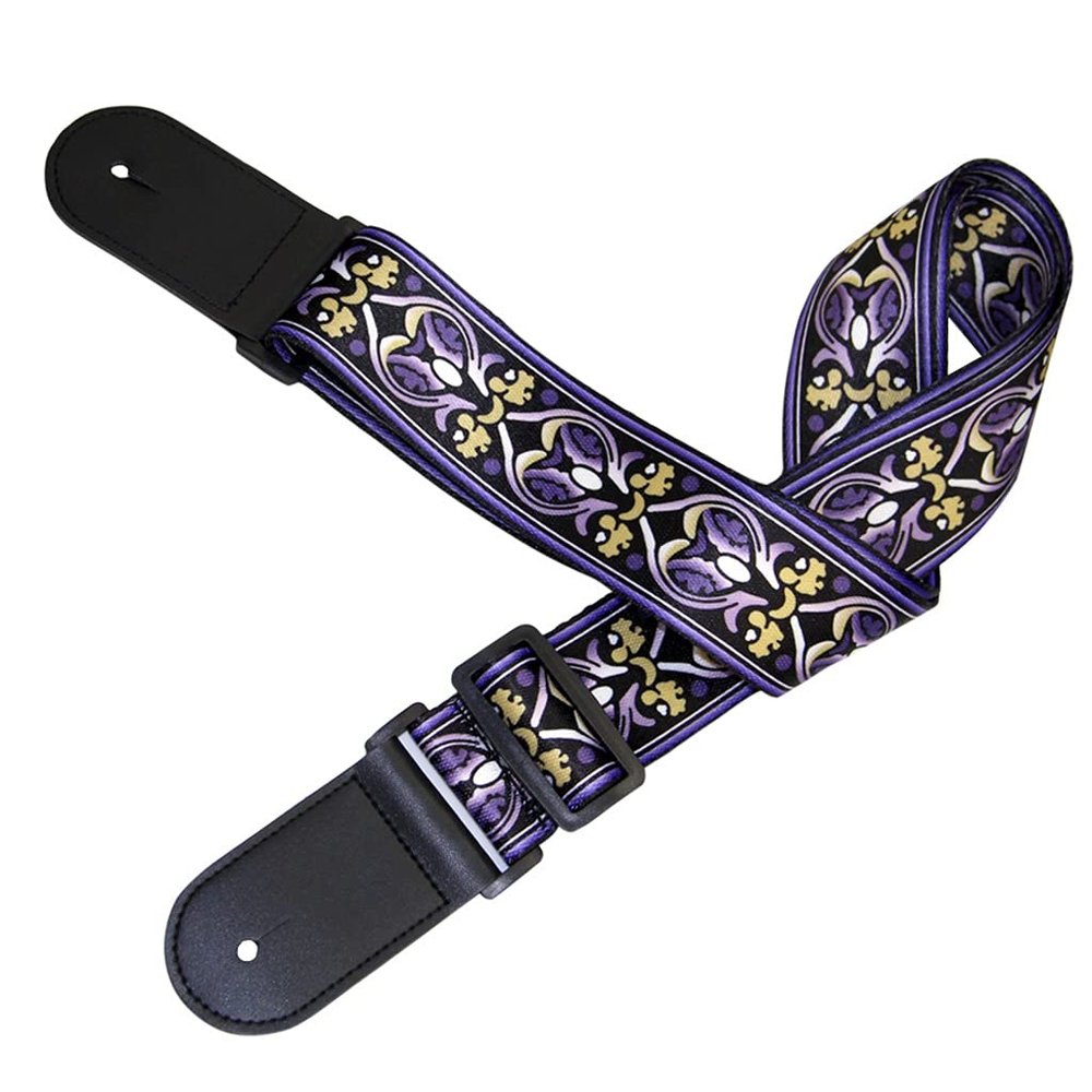MVNOIRE Guitar Strap Weave Genuine Leather Ends- Woven Braided Adjustab for Bass Electric & Acoustic