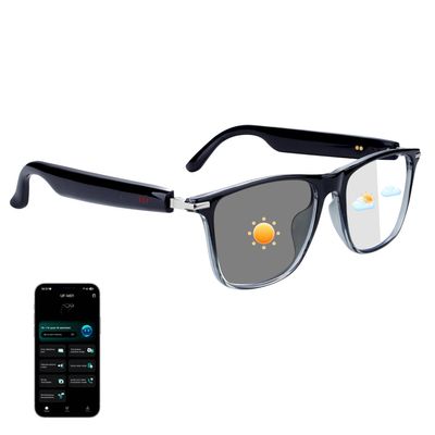 AI Smart Glasses for Women & Men, Supports 160+ languages Real-Time Translation, No Subscription, Open-Ear Speakers, Color-Change Lenses, Smart Audio Bluetooth Glasses for Indoor & Outdoor Use(Grey)
