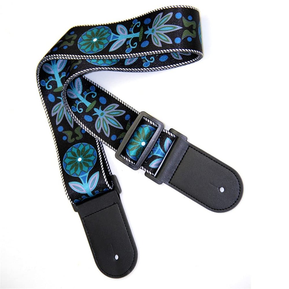 MVNOIRE Guitar Strap Weave Genuine Leather Ends- Woven Braided Adjustab for Bass Electric & Acoustic