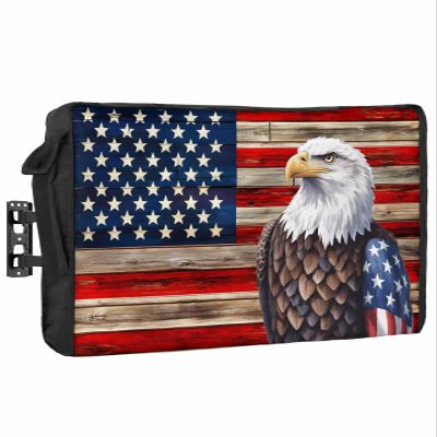 DecorLovee American Flag Outdoor TV Cover 40 to 43 Inches Weatherproof & Waterproof, Vintage Blue Red USA Flag Outdoor TV Enclosure with Remote Control Pocket, Eagle TV Screen Protectors for TV