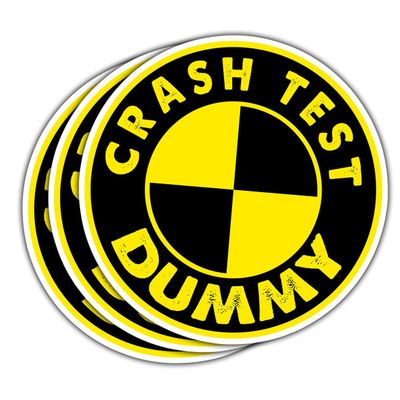 3 Pcs Funny Stickers Crash Test Dummy Vinyl Decals, Bold Safety Symbol Humor Stickers Die-Cut Waterproof for Laptop, Water Bottle, Car, Toolbox, Helmet