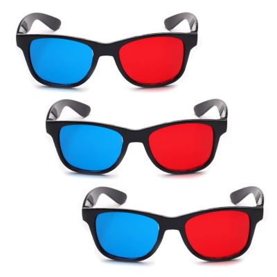 3Pcs Red and Blue 3D Glasses Universal TV Movie Dimensional Video Frame 3D Glasses DVD Game Glass 3D Style Glasses for 3D Movies Games, 3D Viewing Glasses, Light Simple Design, Televisions and Video