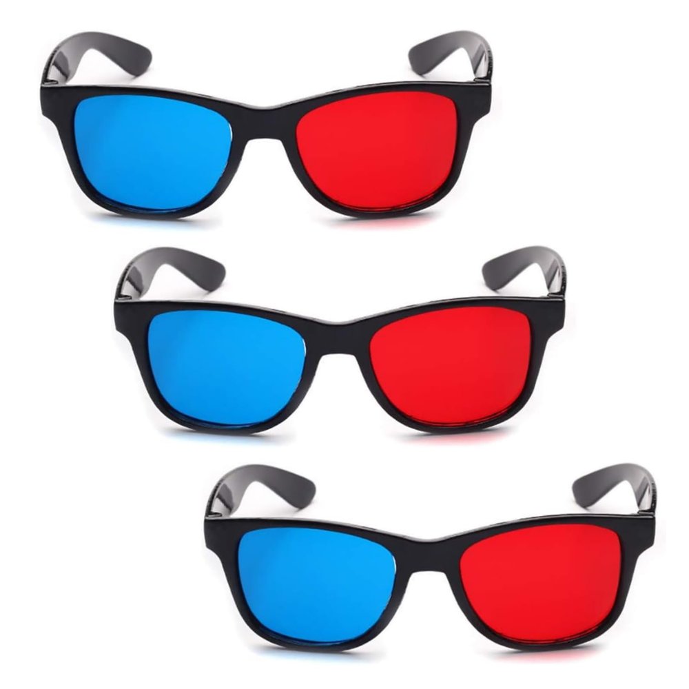 3Pcs Red and Blue 3D Glasses Universal TV Movie Dimensional Video Frame 3D Glasses DVD Game Glass 3D Style Glasses for 3D Movies Games, 3D Viewing Glasses, Light Simple Design, Televisions and Video