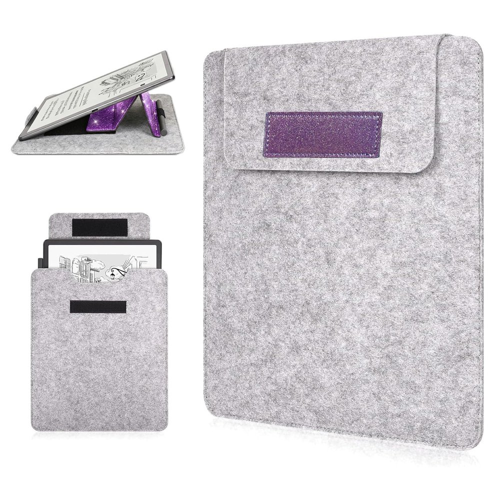 Caweet Protective Sleeve Case for 11 Kindle Scribe Fits Colorsoft 1st Gen & 3rd Gen 2025 Release, Premium PU Leather with Foldable Stand, Glitter Purple