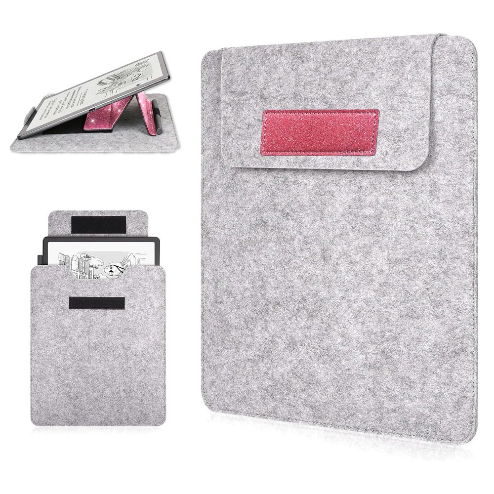 Caweet Protective Sleeve Case for 11 Kindle Scribe Fits Colorsoft 1st Gen & 3rd Gen 2025 Release, Premium PU Leather with Foldable Stand, Glitter Pink