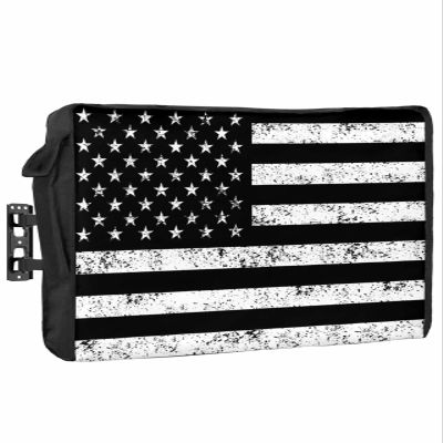 DecorLovee Black Vintage American Flag Outdoor TV Cover 70 to 75 Inches Weatherproof & Waterproof, USA Flag Outdoor TV Enclosure with Remote Control Pocket, Retro TV Screen Protectors for Outside TV