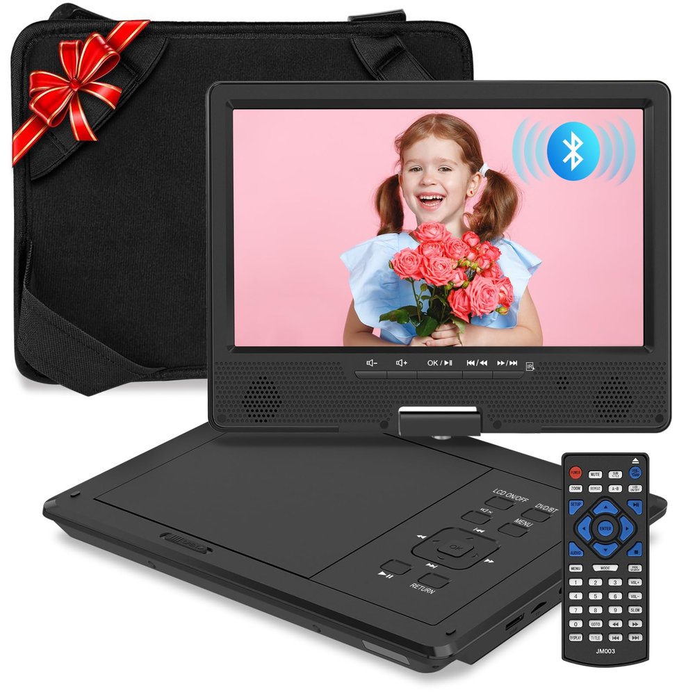 HOPYOP 12.5" Portable DVD Player with Bluetooth, 10.1" Swivel Screen