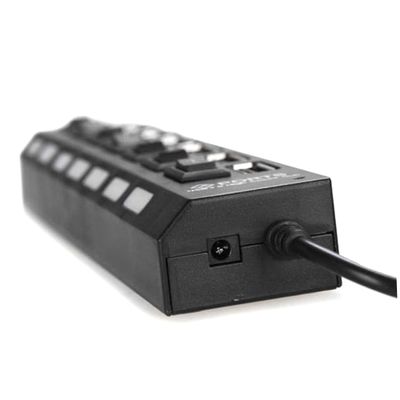 FRCOLOR Port USB Hub with High-Speed Data Transfer Off Switch Protection Ergonomic Design for Laptop PC Desktop Use Black