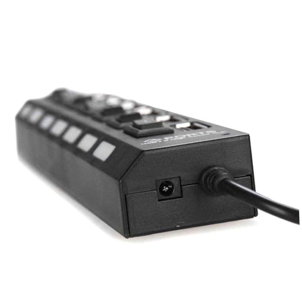 FRCOLOR Port USB Hub with High-Speed Data Transfer Off Switch Protection Ergonomic Design for Laptop PC Desktop Use Black