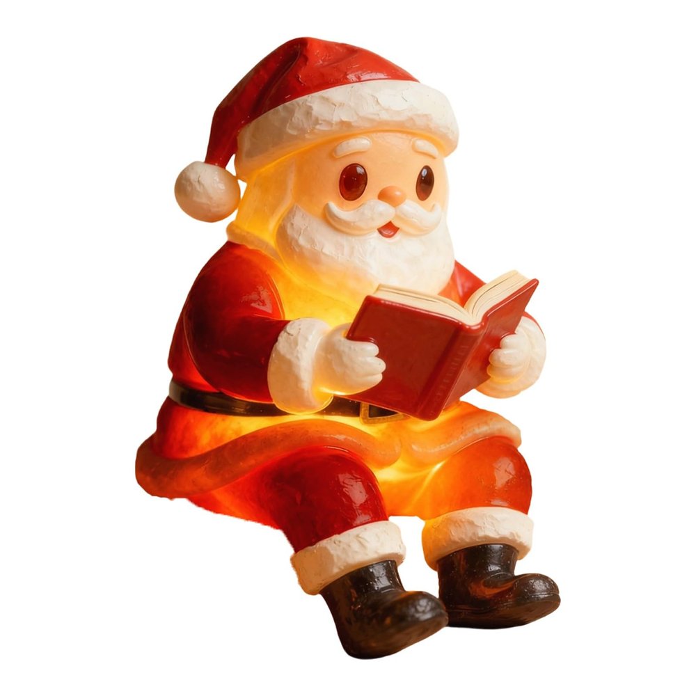 8.26 Inch Christmas Santa Night Light Cute Christmas Lamp Novelty Santa Claus Nightlight for Bedroom Table, Resin Touch Bedside Lamp for Bedroom Dorm Decor (Red)