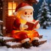 8.26 Inch Christmas Santa Night Light Cute Christmas Lamp Novelty Santa Claus Nightlight for Bedroom Table, Resin Touch Bedside Lamp for Bedroom Dorm Decor (Red) view 3