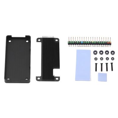 Aluminum Alloy Heatsink Case Passive Cooling Enclosure Pin Header for Zero 2W and Zero Model Black Protective Shell with Thermal Column