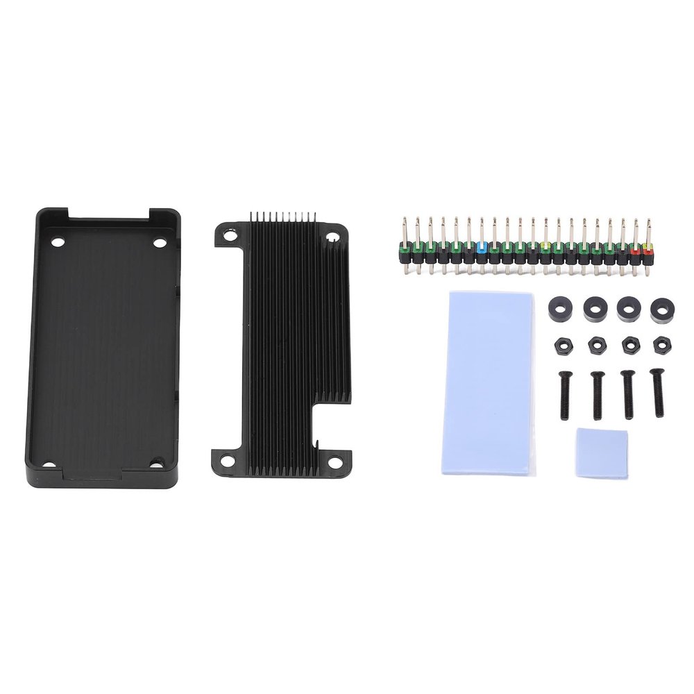 Aluminum Alloy Heatsink Case Passive Cooling Enclosure Pin Header for Zero 2W and Zero Model Black Protective Shell with Thermal Column