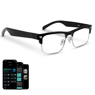 AI Translation Glasses, Real-Time Translator with 164 Languages Support, Smart Blue Light Blocking Glasses with Speakers, IPX5 Waterproof Bluetooth Eyeglasses for Travel, Business & Study (Silver)