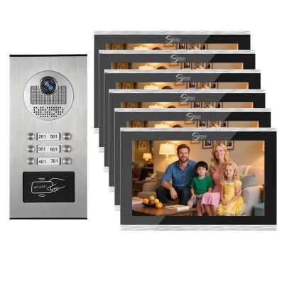 4-Wire Video Doorphone Intercom System,10 Inch Monitor, Night Vision,Live View and Conversation,Unlock by Monitor APP/Swipe Card,Smart Video Doorbell with Camera (for 6 Family)