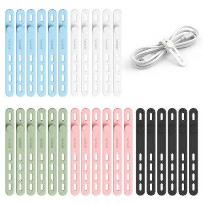 Lamicall 30Pack Silicone Cable Ties Cord Organizer, Multi Color Elastic Cable Management Wraps, Home Decor Organizer Ties Accessories for Phone Charger Electrical Cord, Chritsmas Travel Essentials