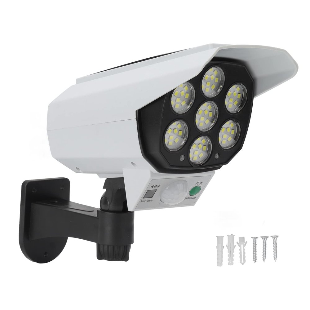 Fake Surveillance Security Solar Light LED High Brightness Simulation Dummy Camera Monitoring Street Lamp IP64 ABS Material Solar Powered Motion Activated for Outdoor Garden Gate