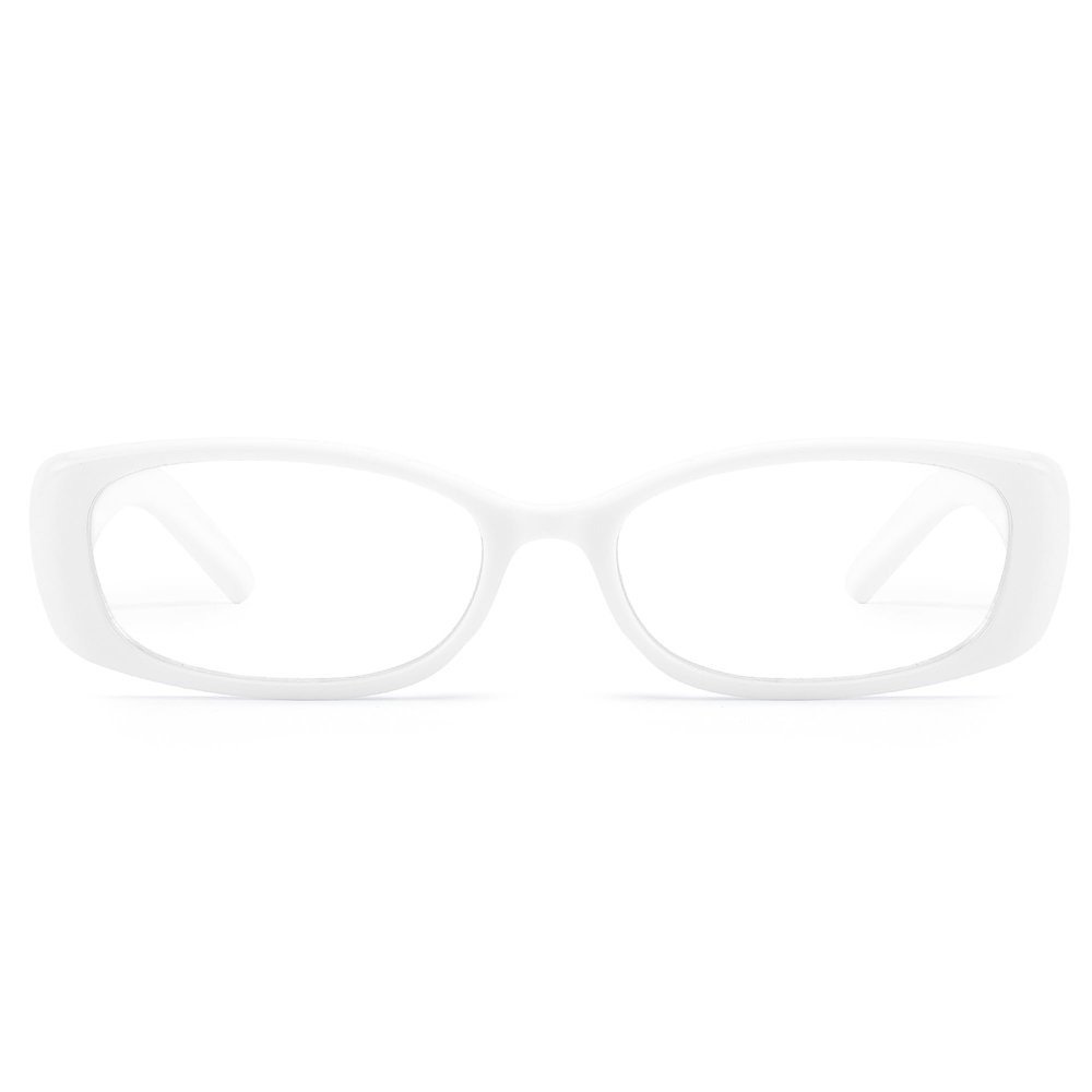 DreamCalf Rectangle Fake Glasses for Women Trendy Y2K Office-Siren Blue Light Glasses with Clear Lenses