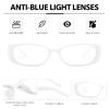 DreamCalf Rectangle Fake Glasses for Women Trendy Y2K Office-Siren Blue Light Glasses with Clear Lenses view 4