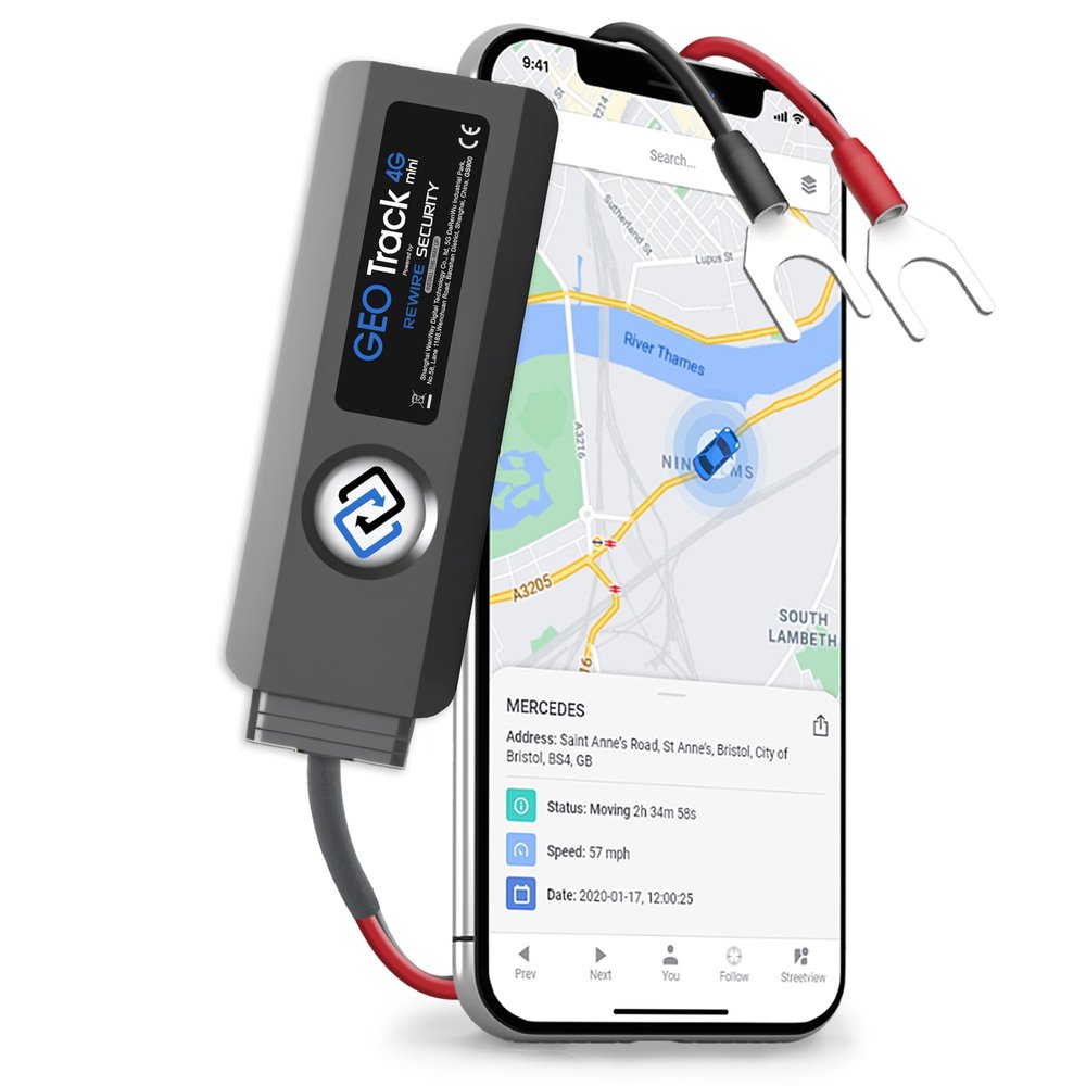 Rewire Security Geo Track Mini 4G GPS Tracker for Vehicles