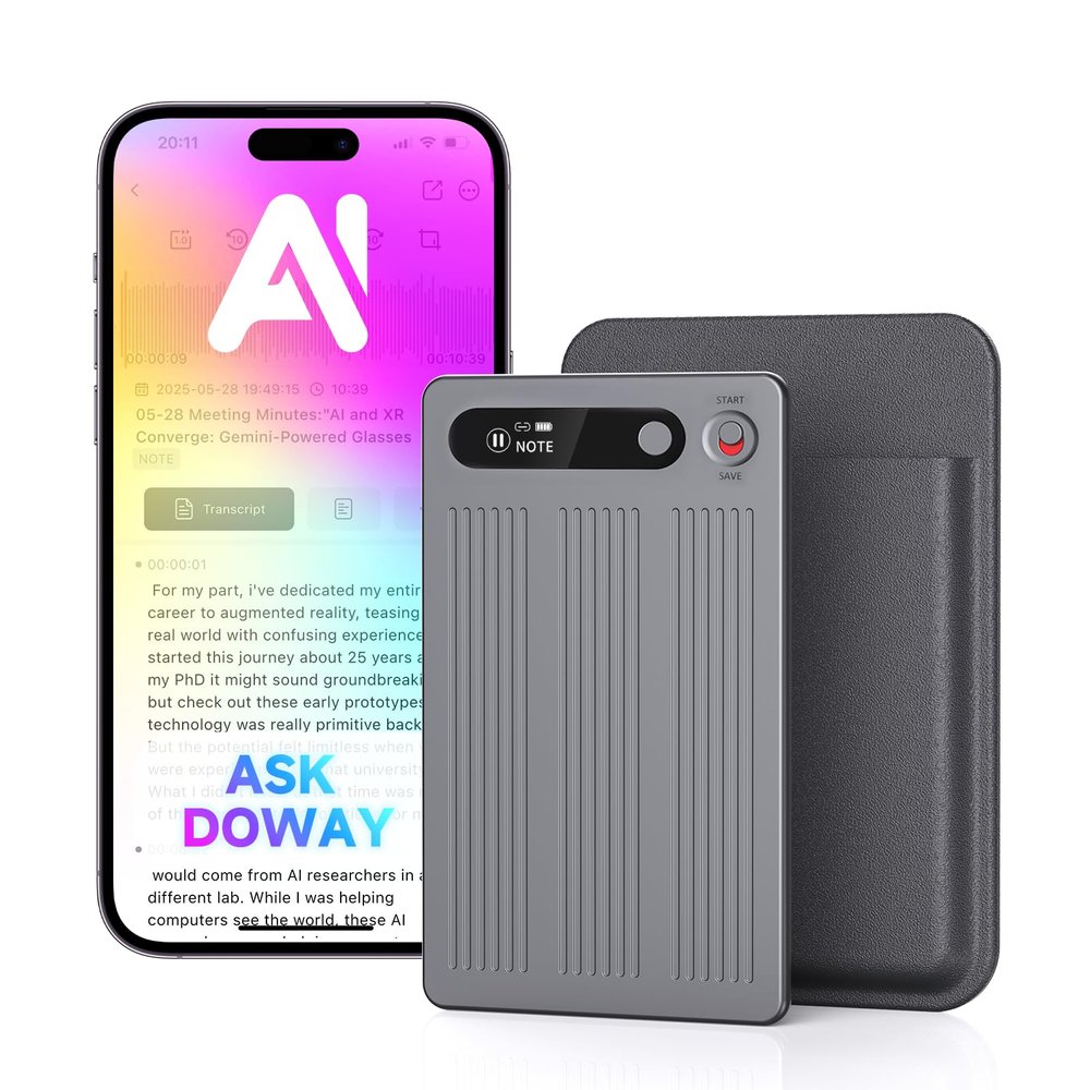 AI Voice Recorder with TranscribeSummarize, App Control Audio Recorder Support Al Noise Cancellation Technology with 80+ Languages, Note Taker with 64GB Memory, Audio Device for Lecture, Meeting