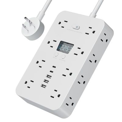 16 in 1 Power Strip, 16 in 1 Power Strip Surge Protector, Portable Flat Plug PowerStrip Surge Protector, for Home,Office (White B 5ft)