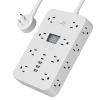 16 in 1 Power Strip, 16 in 1 Power Strip Surge Protector, Portable Flat Plug PowerStrip Surge Protector, for Home,Office (White B 5ft) view 1