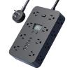 16 in 1 Power Strip, 16 in 1 Power Strip Surge Protector, Portable Flat Plug PowerStrip Surge Protector, for Home,Office (Black B 10ft) view 1