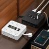 16 in 1 Power Strip, 16 in 1 Power Strip Surge Protector, Portable Flat Plug PowerStrip Surge Protector, for Home,Office (Black B 10ft) view 4