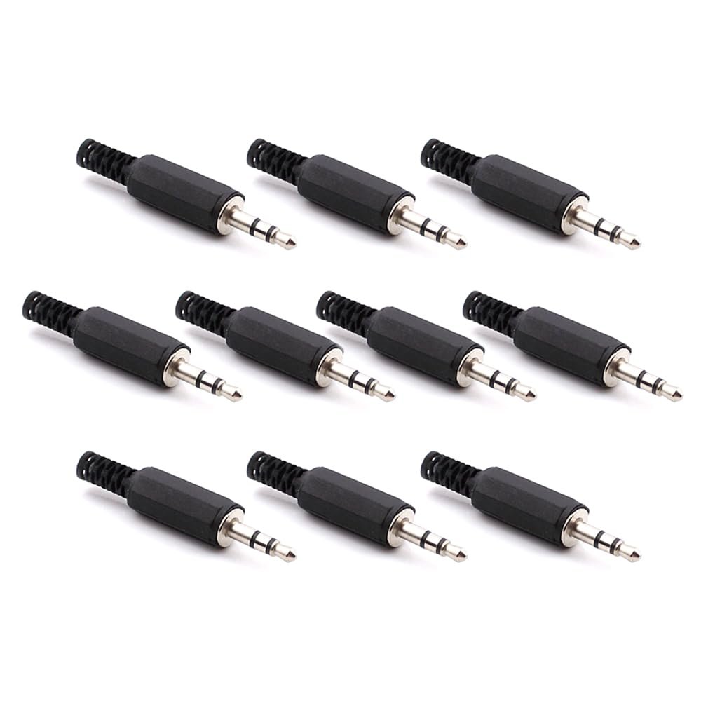 10 x 3.5mm Stereo Plugs Audio Speaker Connectors,Dual-Channel Plastic Headphone Connector Stereo Audio Male Plug Adaptor