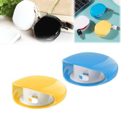 2026 Automatic Cord Reel, Portable Elliptic Reel for Phone Cords, Upgrade Retractable Extension Travel Cord Organizer, for USB, Headphone, Data Cables and More (Blue+Yellow)