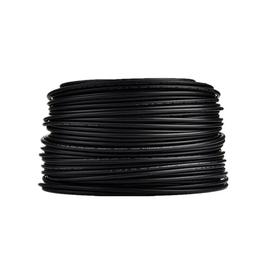 100M 6mm2 Photovoltaic Cable Solar Power Cable Wire/TUV Cable for PV Panels Connection Red Black XLPE Jacket(Black)